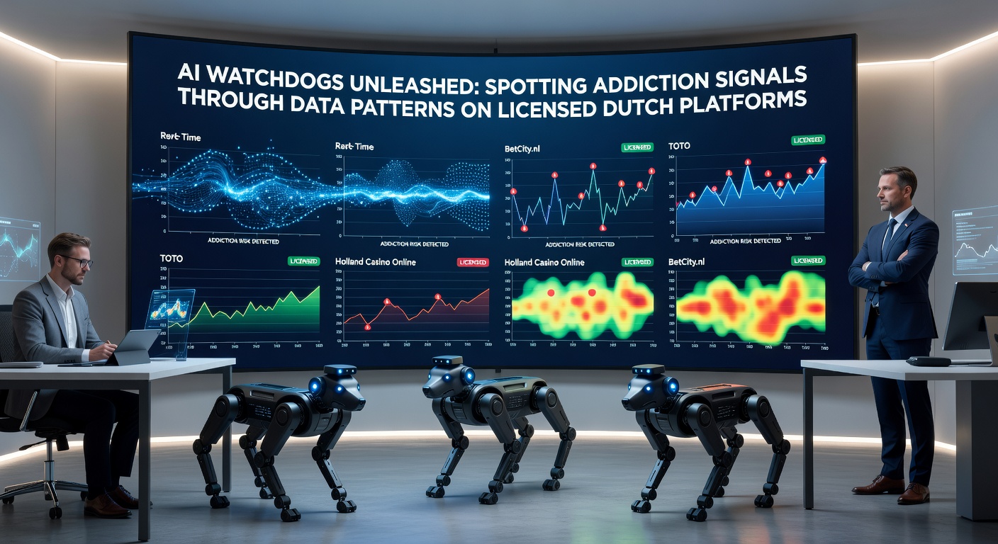 Grafiek met AI-gedetecteerde risicopatronen op een dashboard van een Nederlands online casino, inclusief rode alarmzones en groene veilige gebieden