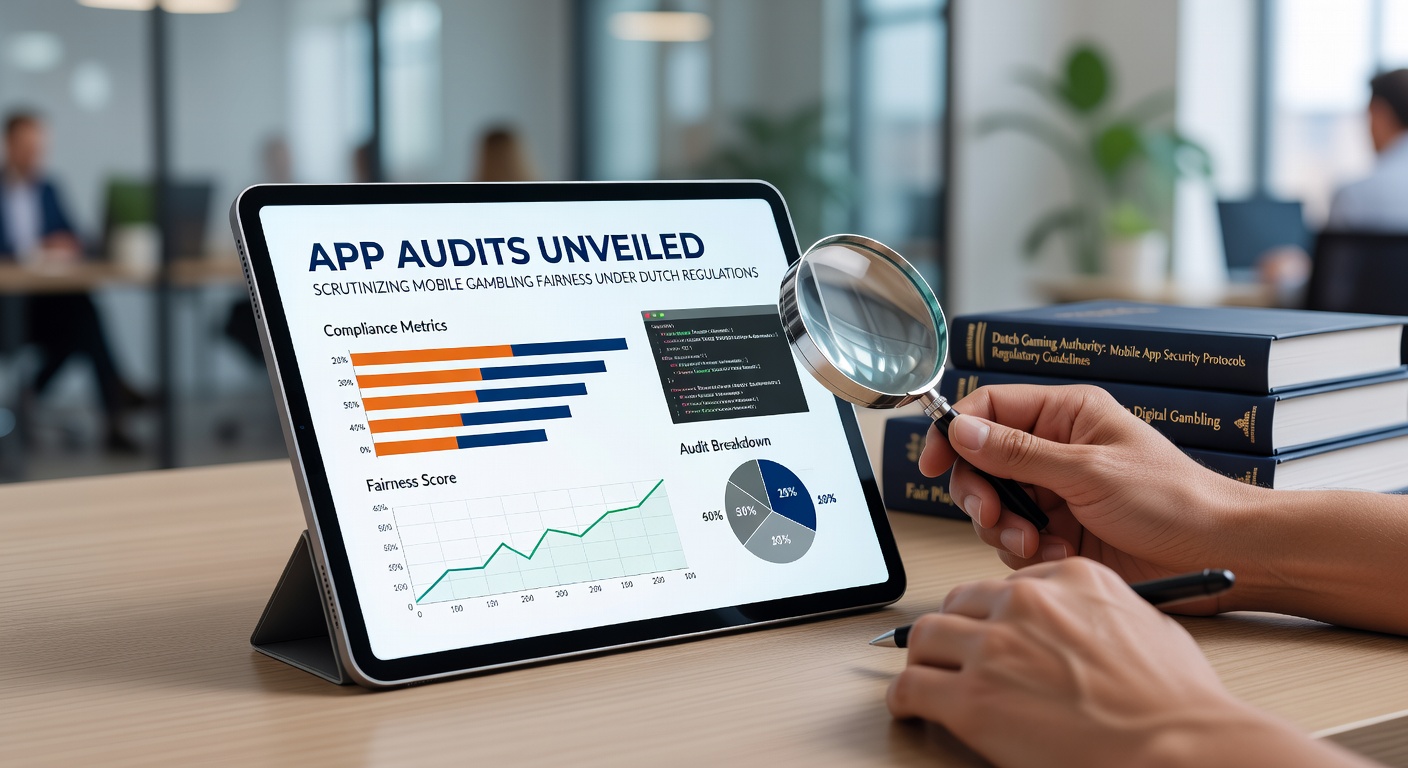 Grafiek met mobiele app icons en controle-symbolen die fairness in gokken illustreren onder KSA-regels