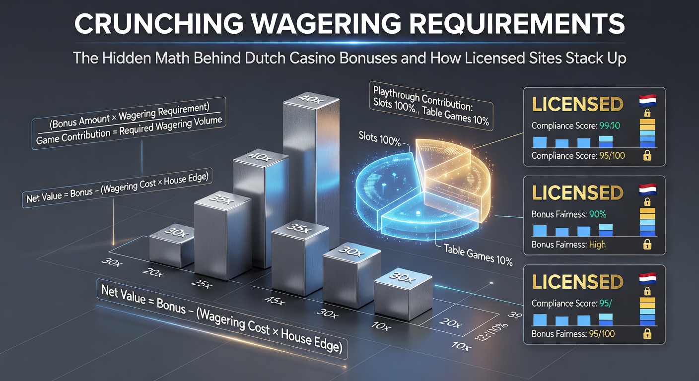Grafiek met voorbeeld van inzetvereisten bij een typische Nederlandse casino bonus, inclusief berekeningen en uitbetalingsvoorwaarden