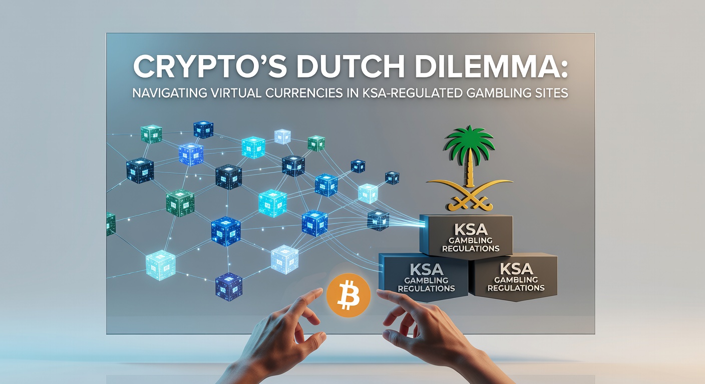 Grafiek met cryptocurrency-symbolen en KSA-logo, illustrerend het spanningsveld tussen crypto en gereguleerd gokken in Nederland