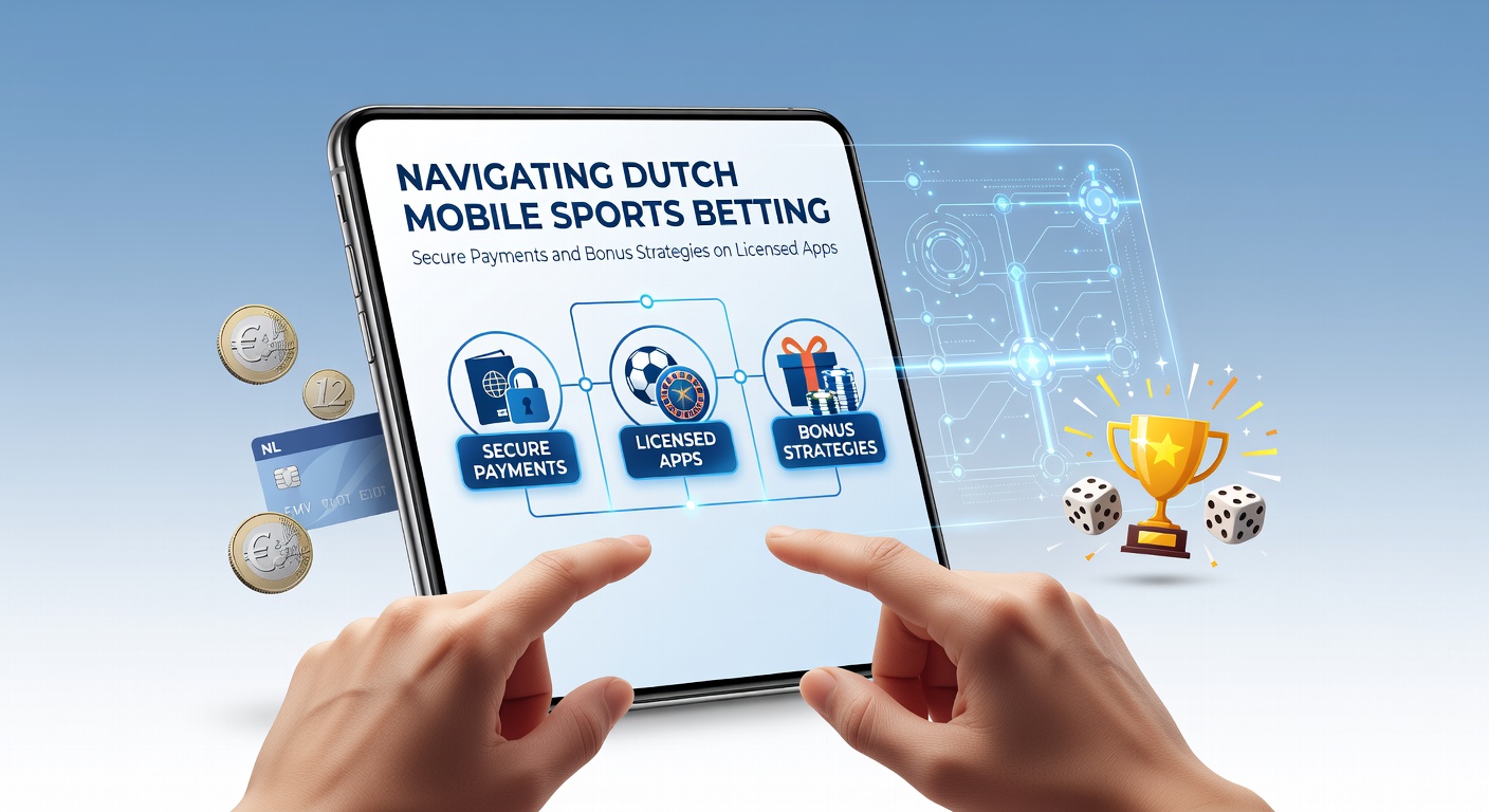 Smartphone met sportweddenschap app open, Nederlandse vlag op achtergrond, symboliserend veilige mobiele betting
