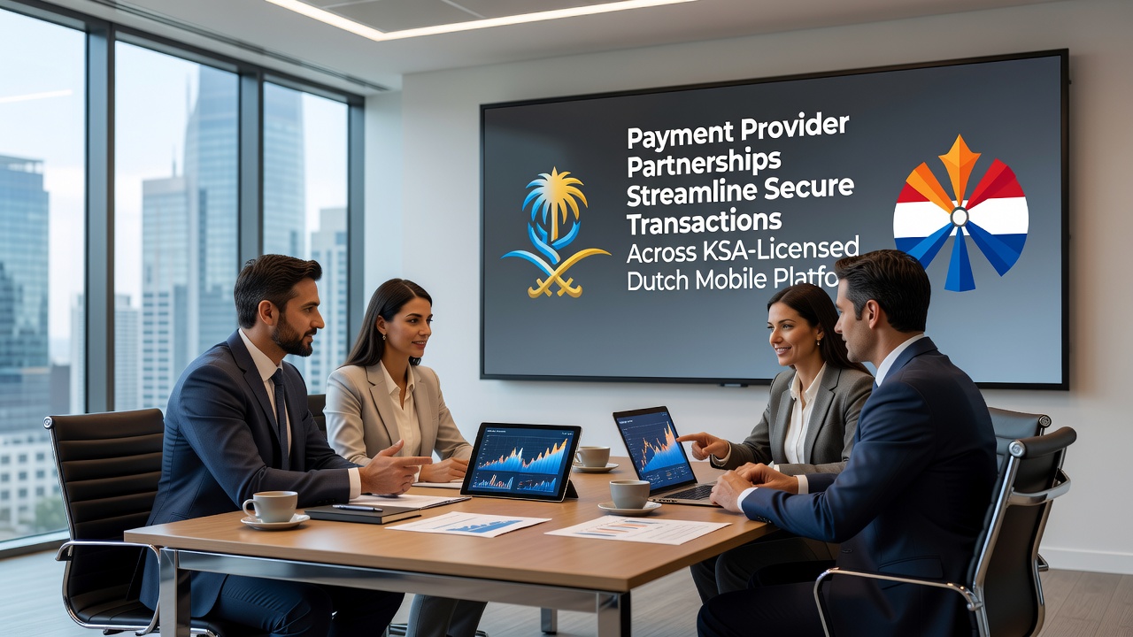 Mobiele interface van een KSA-gelicentieerde app met geïntegreerde betalingsopties en beveiligingsindicatoren
