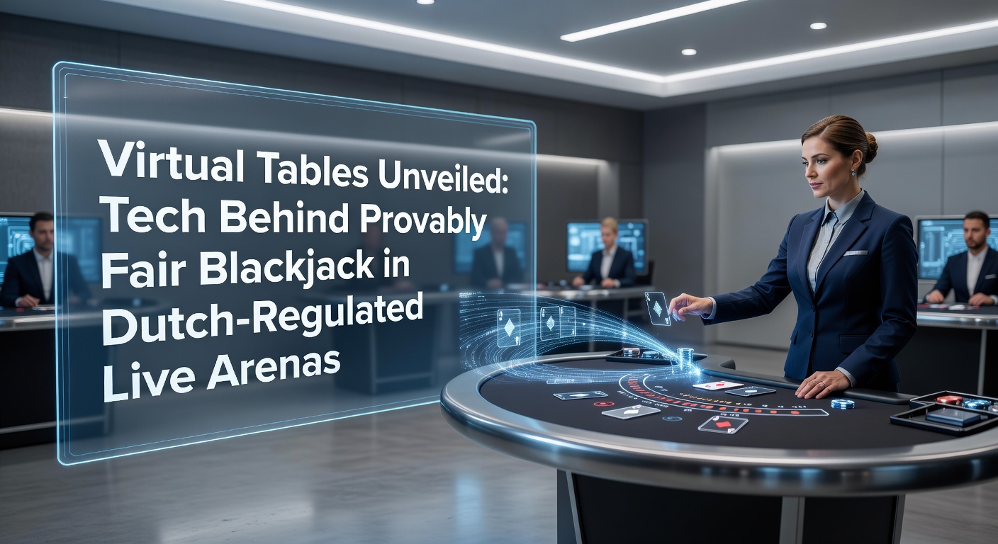 Virtuele blackjacktafel met live dealer en provably fair verificatie-interface in een Nederlands casino